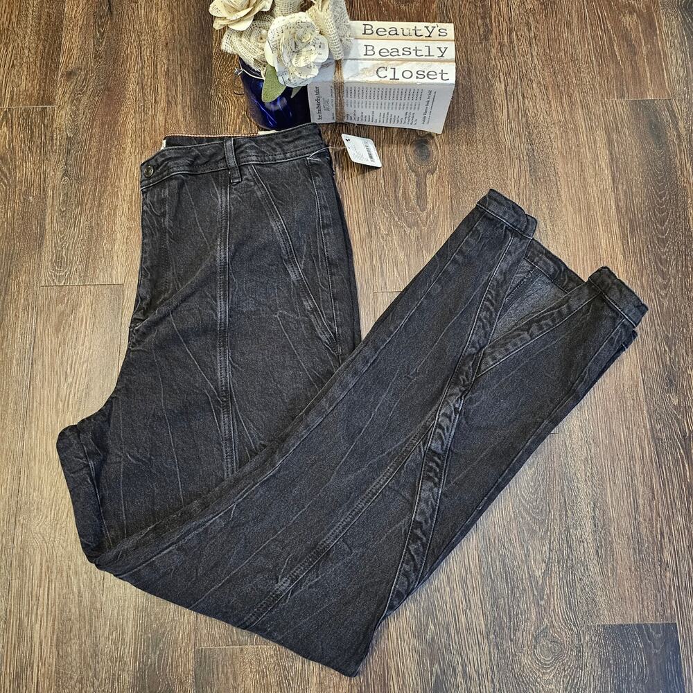 We The Free People Jeans Curvy Mona High Rise Flare Jean Midnight Black 34 NWT